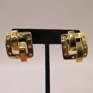 Joan Rivers Vintage Earrings Gold Tone and Rhinestone